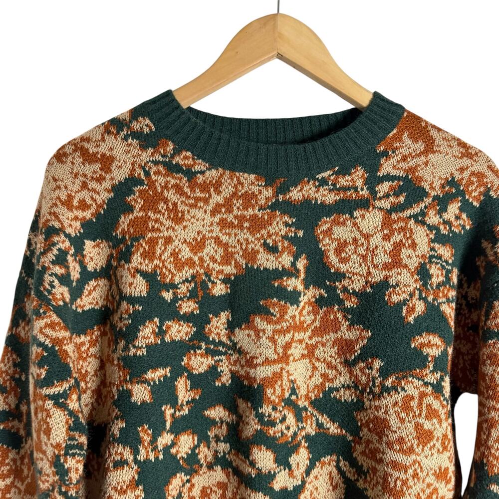 Lost + Wander Rosetta Green Floral Knit Crewneck Pullover Sweater Size S - Picture 5 of 10